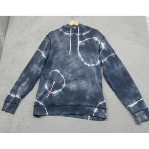 Fourlaps Hoodie Men L Blue TieDye Fleece Pullover Zip Pocket Kangaroo Streetwear